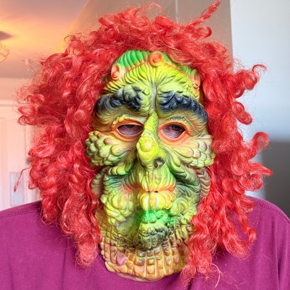Fun World Other - Vintage Fun World Inc Monster Mask Red Curly Hair Green Face Halloween 19204